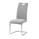 Grid-stitched cantilever meeting chair in ash grey linen-look fabric on chrome cantilever base — DC-3028