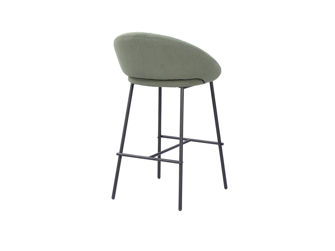 Structured Woven Curved-Shell Bar Stool with H-Bar Footrest (BC-88) — Rear View — GEYA BC-88