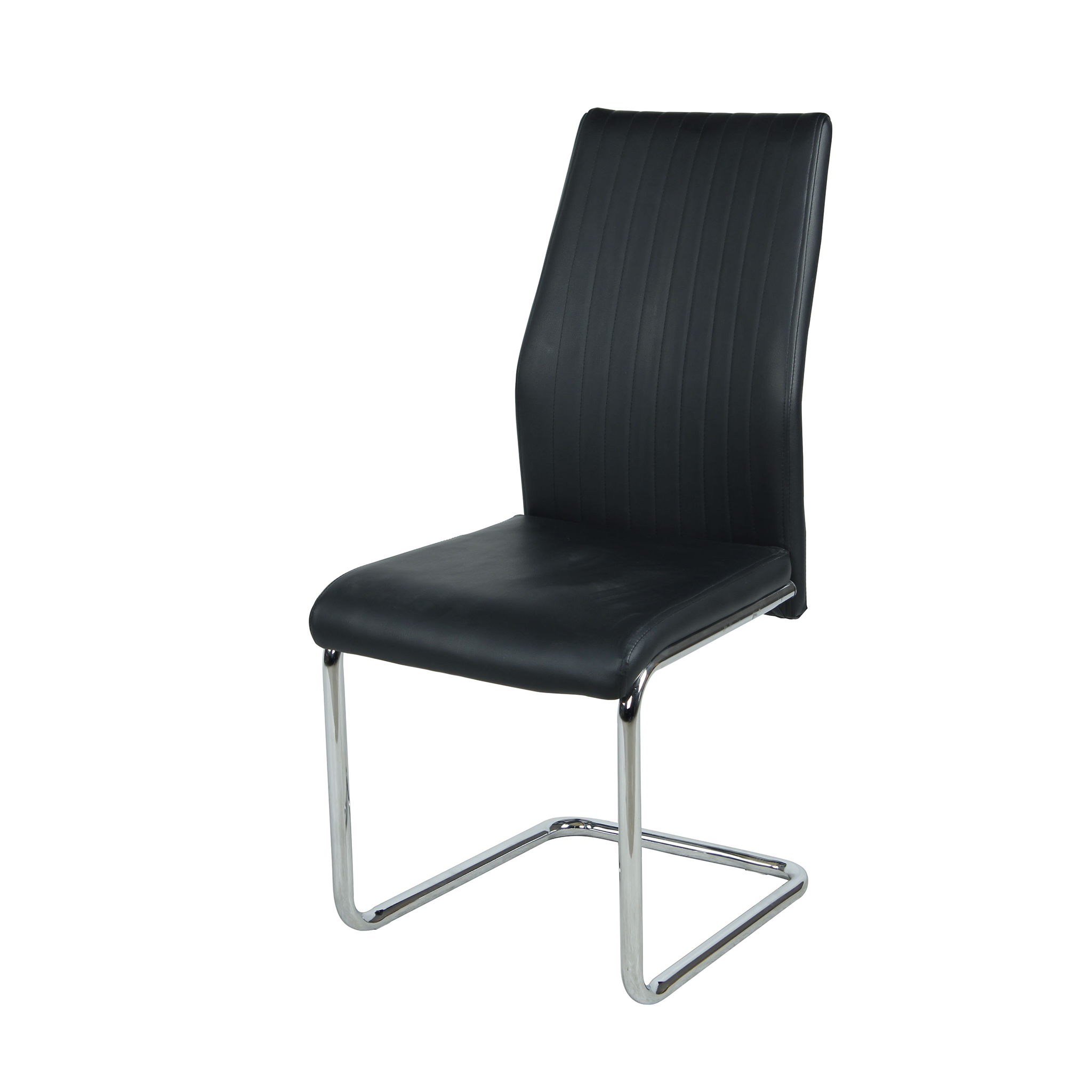  High-back channel-stitched cantilever chair in black performance PU with chrome-plated steel frame for meeting rooms and client consultation areas — GEYA Seating DC-1670