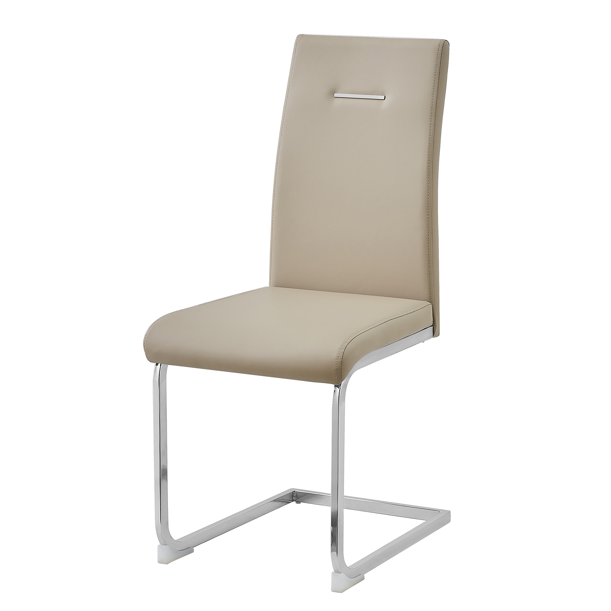 High-back armless PU cantilever meeting chair with chrome cantilever base in Cappuccino, DC-3037