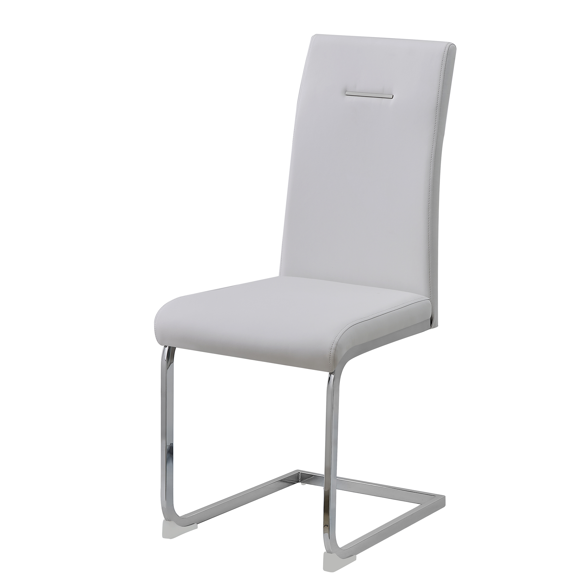 High-back PU meeting chair with slim armless profile and electroplated rectangular steel frame in Chalk White, DC-3037