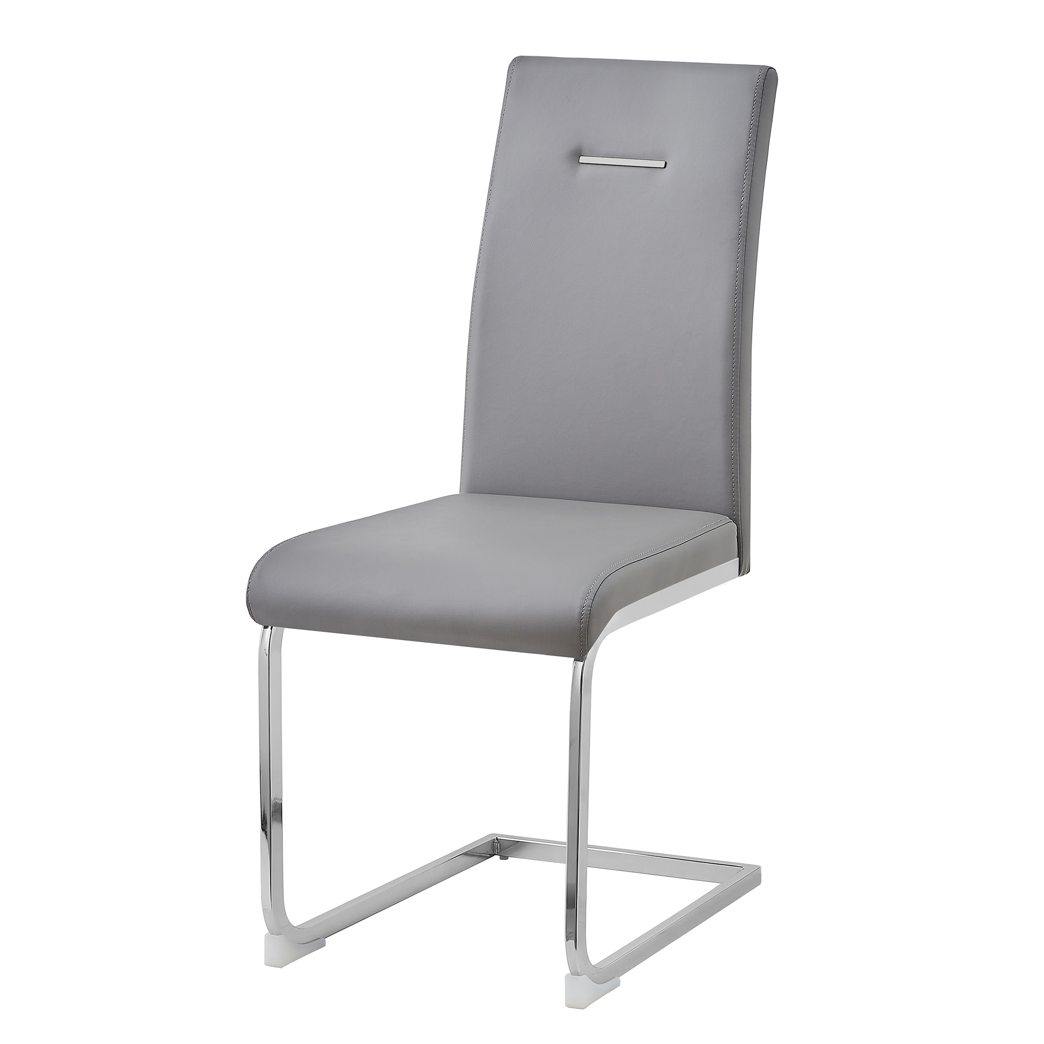 High-back PU cantilever meeting chair with horizontal metal accent and chrome rectangular-tube frame in Silver Grey, GEYA Seating DC-3037