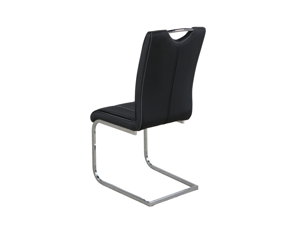 GEYA, high-back PU dining chair with cantilever base, Jet Black, back angle view, DC-1534-1