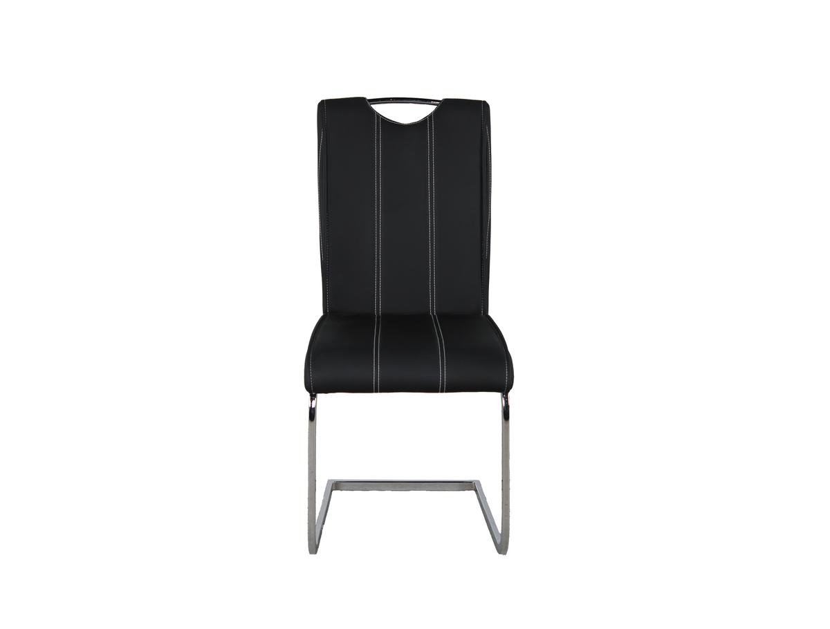 GEYA, high-back PU dining chair with cantilever base, Jet Black, front view, DC-1534-1