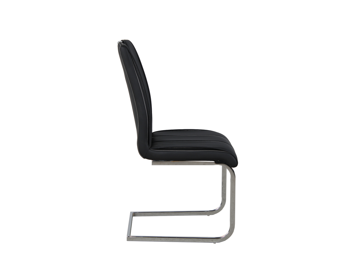 GEYA, high-back PU dining chair with cantilever base, Jet Black, side view, DC-1534-1