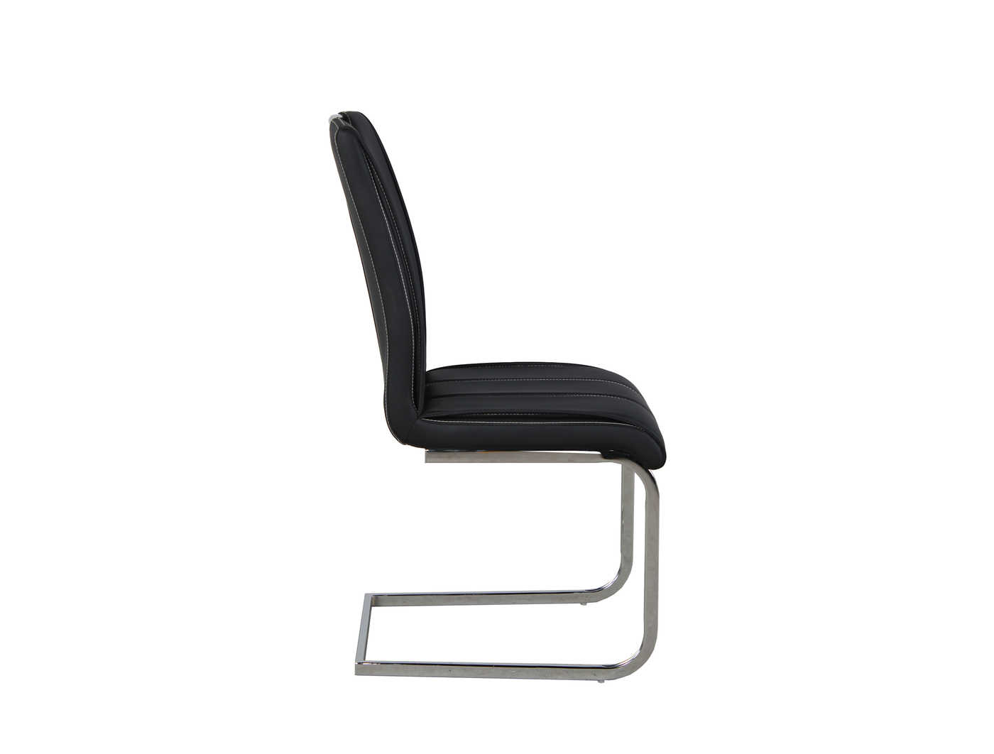 High-back cantilever dining chair side profile showing tapered waist silhouette and 490mm seat height, DC-1534-A