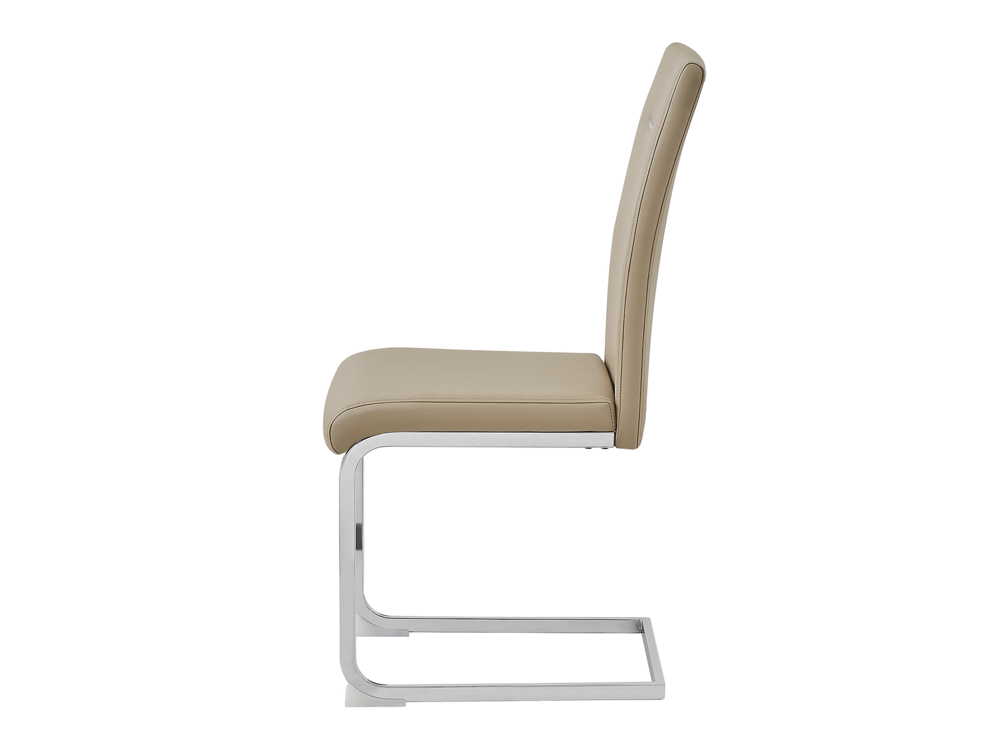 High-back PU meeting chair side profile showing cantilever base depth and seat-to-backrest transition in Cappuccino, DC-3037
