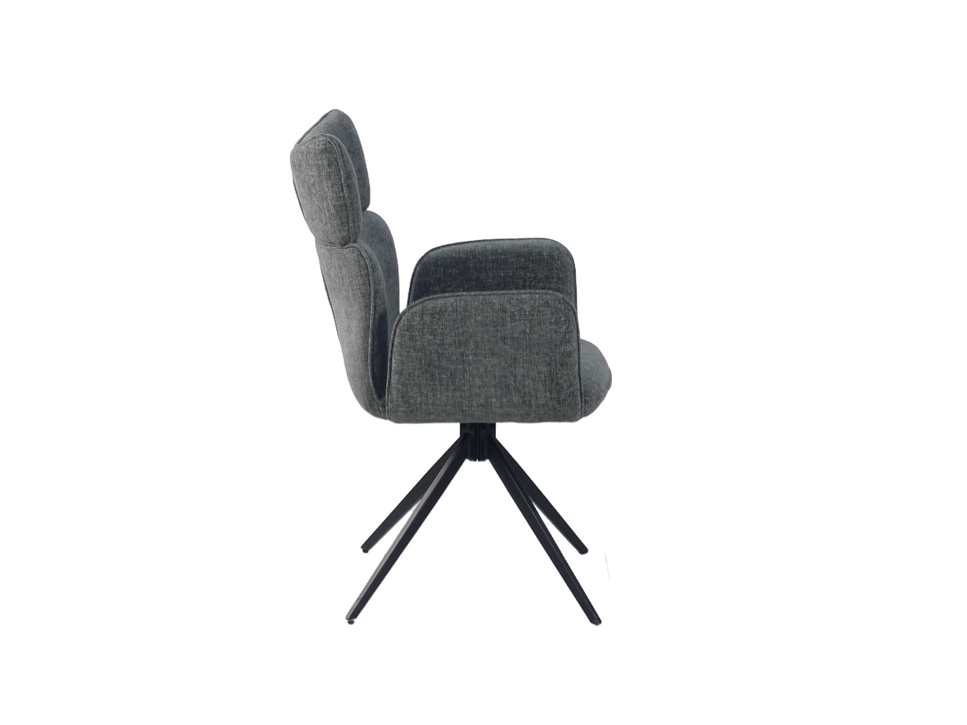 DC-5066 bouclé swivel armchair side view — high wingback silhouette, enveloping profile, 490mm seat height — GEYA Seating
