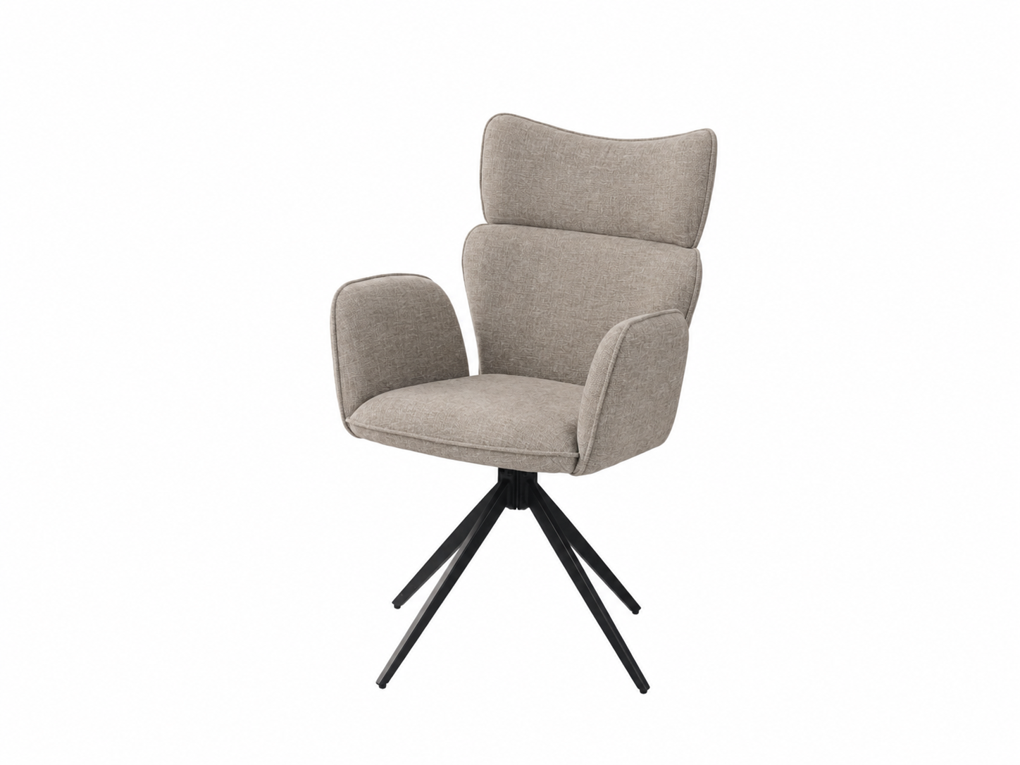 	High-Back Wing Armchair with Swivel Base in Warm Taupe Greige — DC-5066