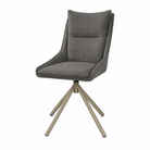 High Back Swivel Meeting Chair in charcoal grey fabric with a wraparound high back shell, champagne-tone swivel frame, and refined private office meeting chair profile, model DC-5075.