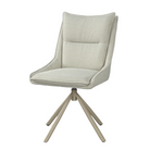 High Back Swivel Meeting Chair in warm ivory linen-blend upholstery with a sculpted wraparound shell, champagne-tone four-star swivel base, and modern light office profile, model DC-5075.