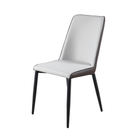 High-Back Upholstered Dining Chair in Chalk with slim black legs, DC-1545