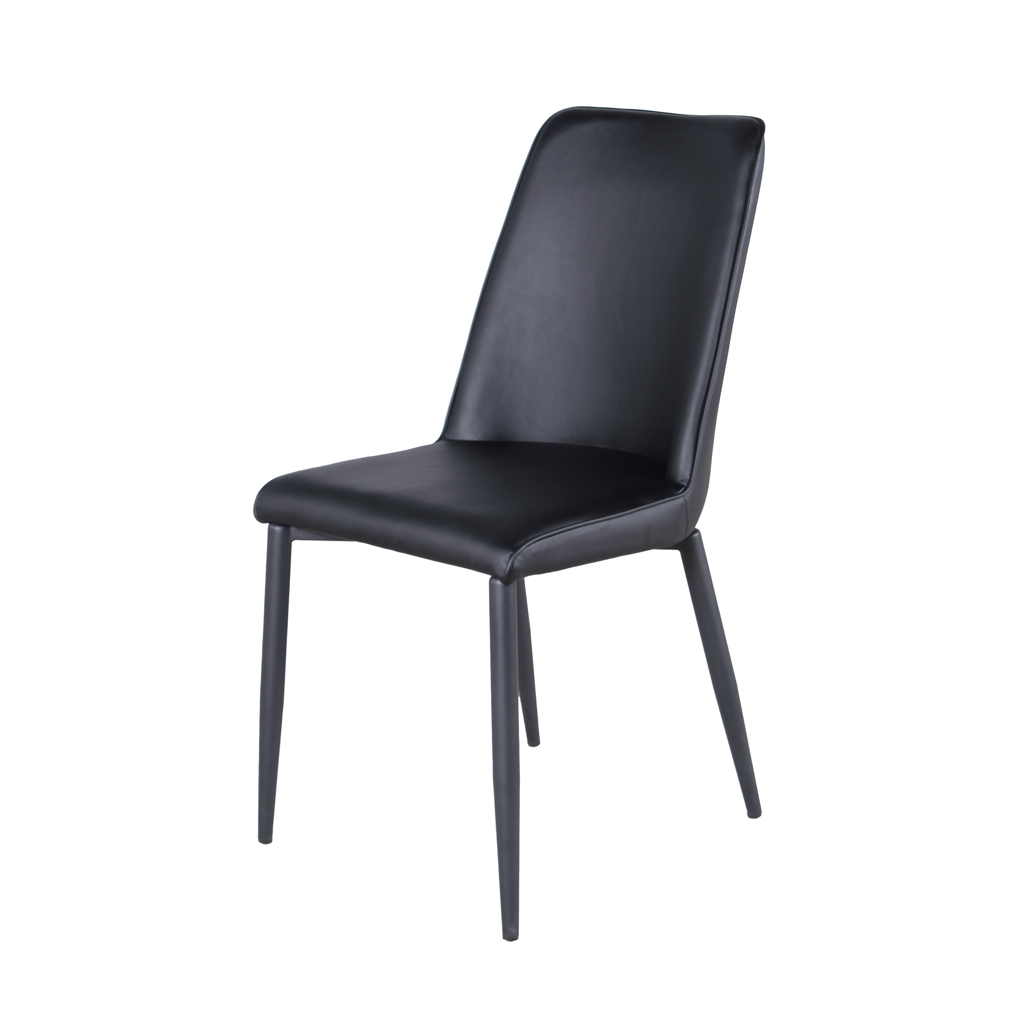 High-Back Upholstered Dining Chair in Graphite Black with slim black legs, DC-1545