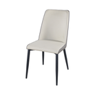High-Back Upholstered Dining Chair in Warm Ivory with slim black legs, DC-1545