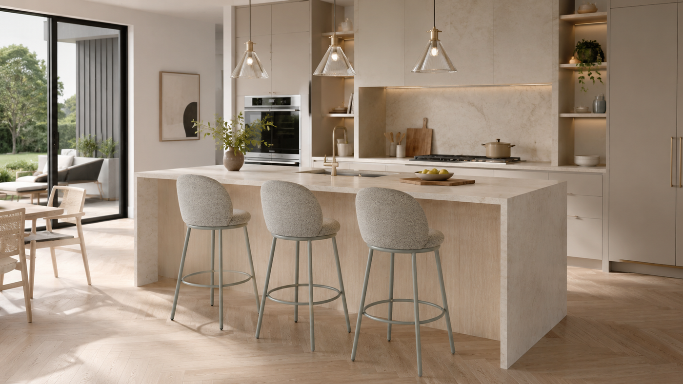 Upholstered Counter Stool with Back for Modern Kitchen Island with [