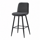 Fine linen-look bar stool in Charcoal with layered seat cushion for restaurant dining counters BC-66-705
