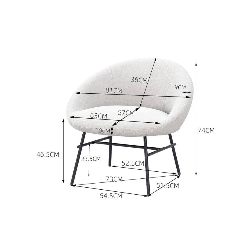 Dimension drawing of RC-09 lounge armchair 810D 700W 740H mm seat height 465 mm RC-09