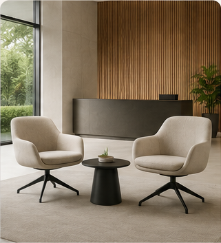 Lounge seating application for reception waiting and public lounge areas.
