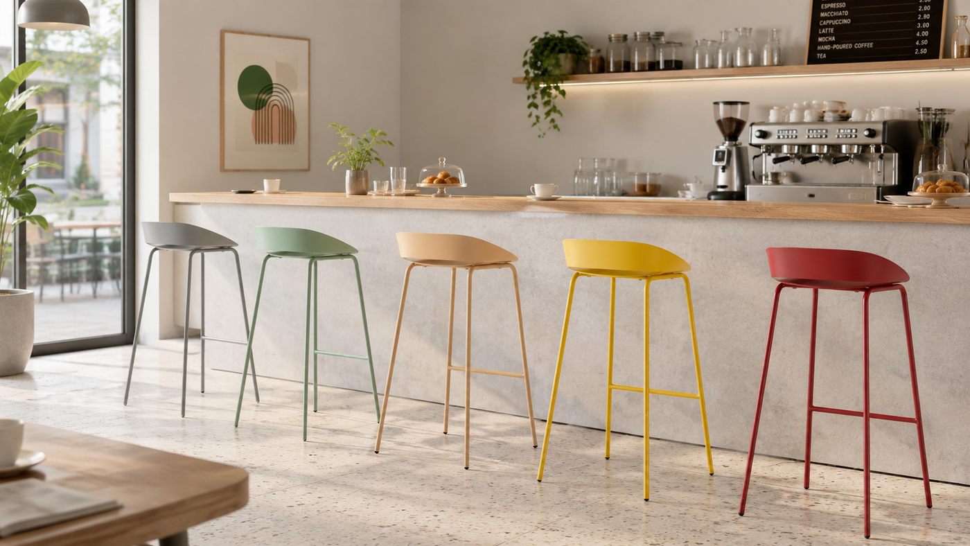 Low-Back Polypropylene Bar Stool for Café Bar Counters with [