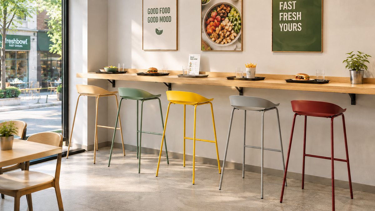 Low-Back Polypropylene Bar Stool for Fast-Casual Dining with [