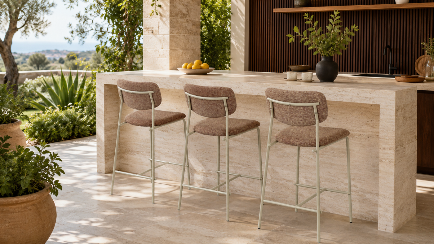 Sheltered Mediterranean Terrace Counter Seating with [
