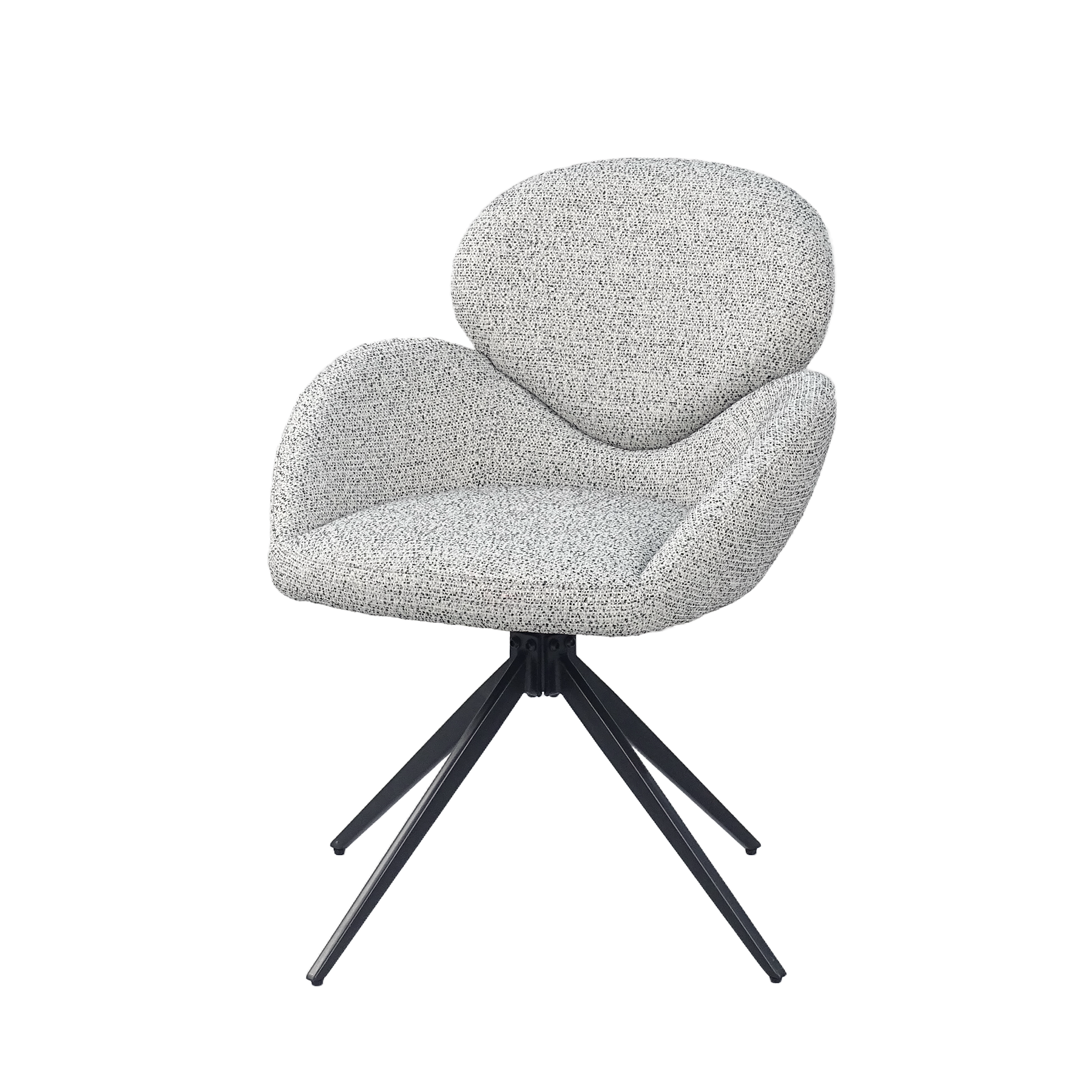 Mélange woven swivel armchair in pebble grey with oval backrest and four-star black steel base — GEYA Seating DC-5029

