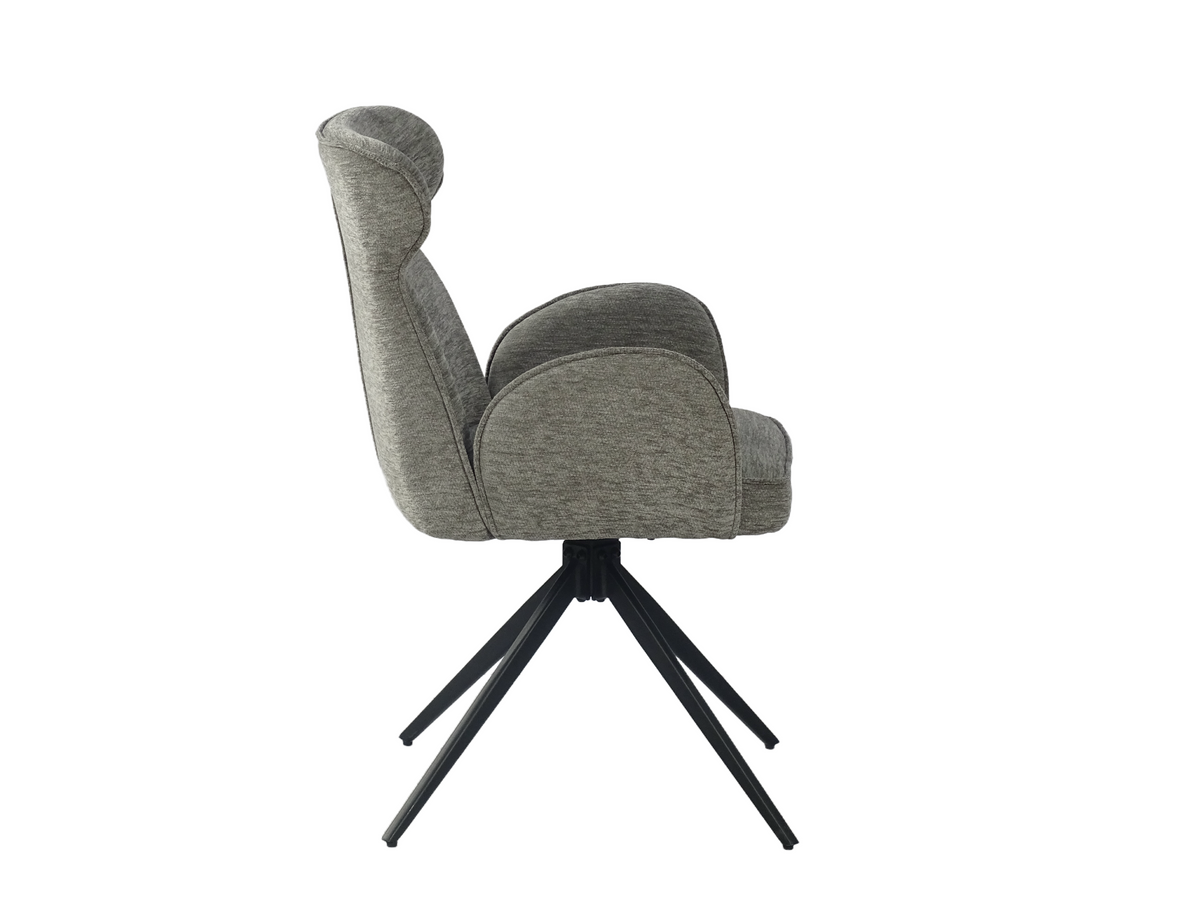 Wingback swivel conference armchair DC-5072 side view showing curved high-back profile and 485mm seat height on matte black swivel base.