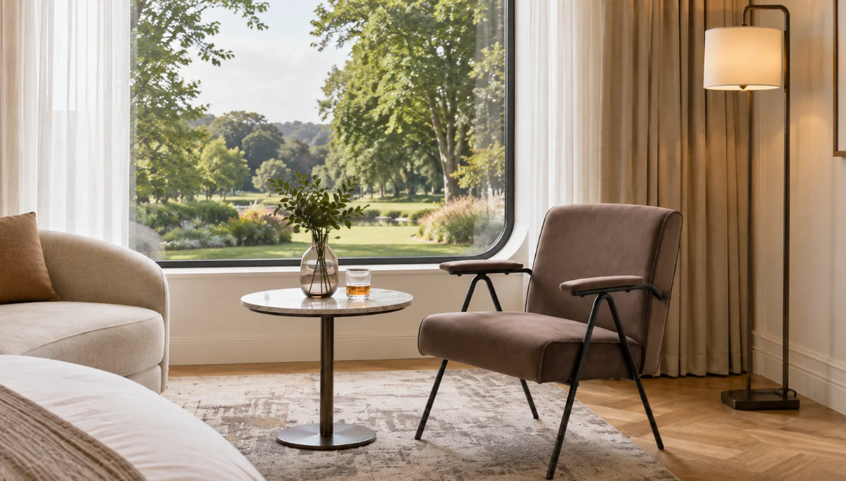 Metal frame dining armchairs for commercial and hospitality seating programs