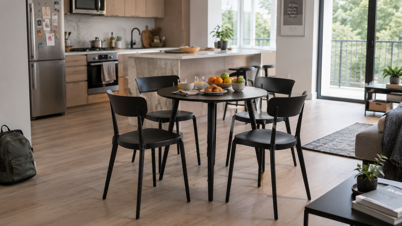 Compact Dining Setup for Small Open Kitchens with [