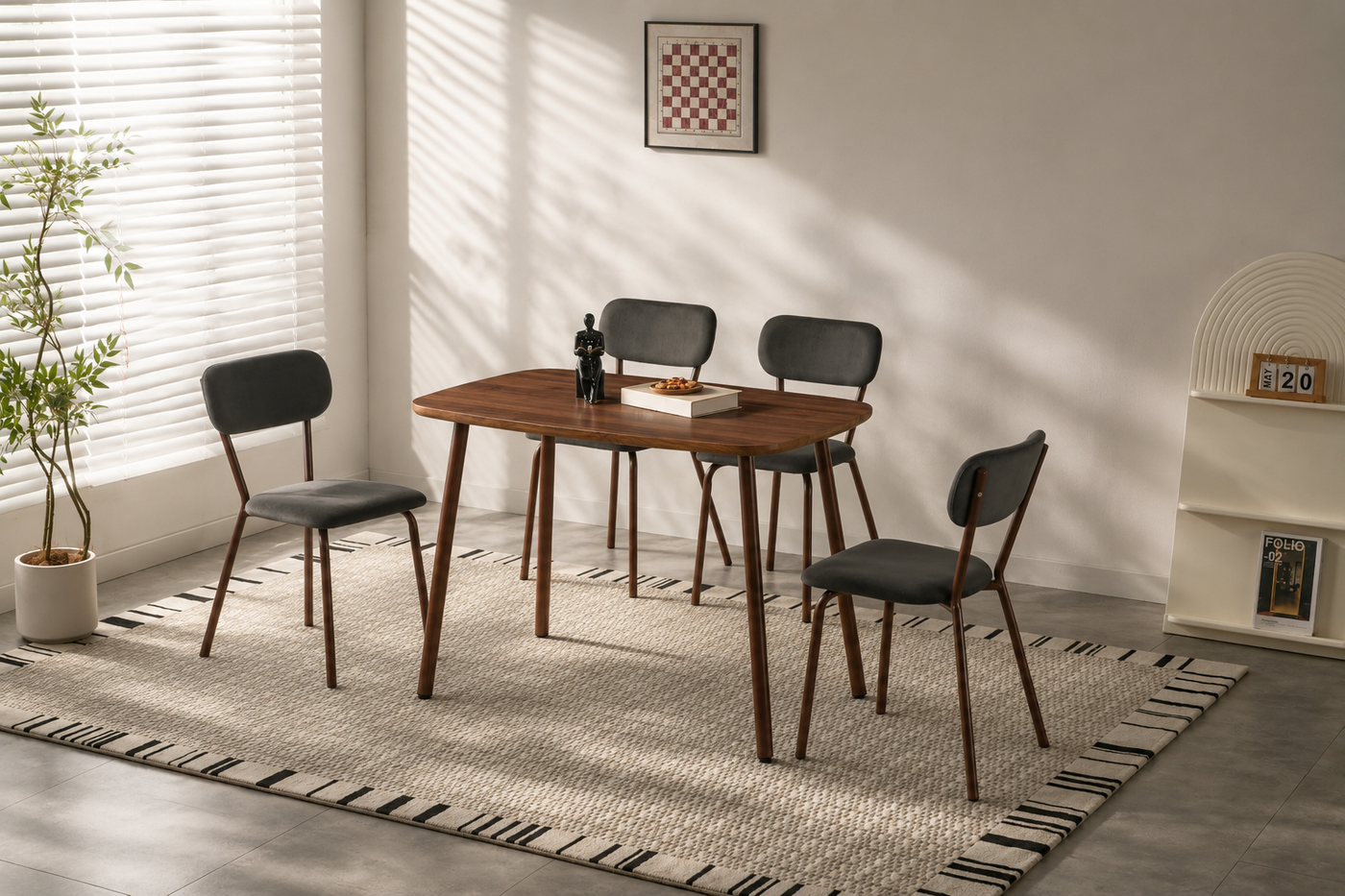 Pillow Back Velvet Dining Chair — Warm Oak Dining Room with [