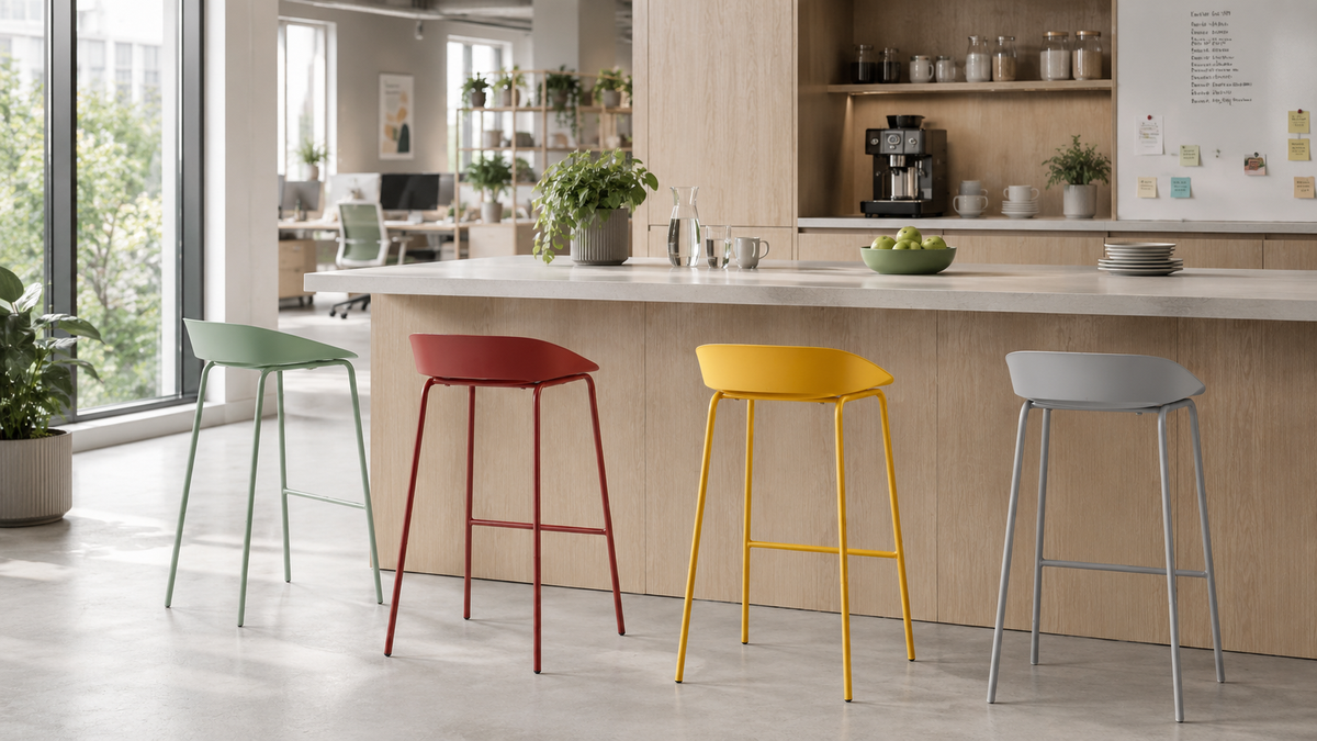 Low-Back Polypropylene Bar Stool for Office Pantry Areas with [