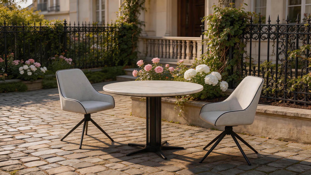one   Table  two  Chairs High-Back Swivel Dining Patio Set Outdoor Garden with [