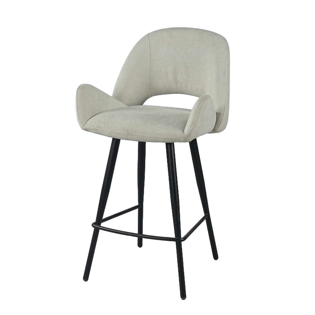 Upholstered open-back bar stool in linen with 45mm slim seat cushion for restaurant counters, BC-179-750