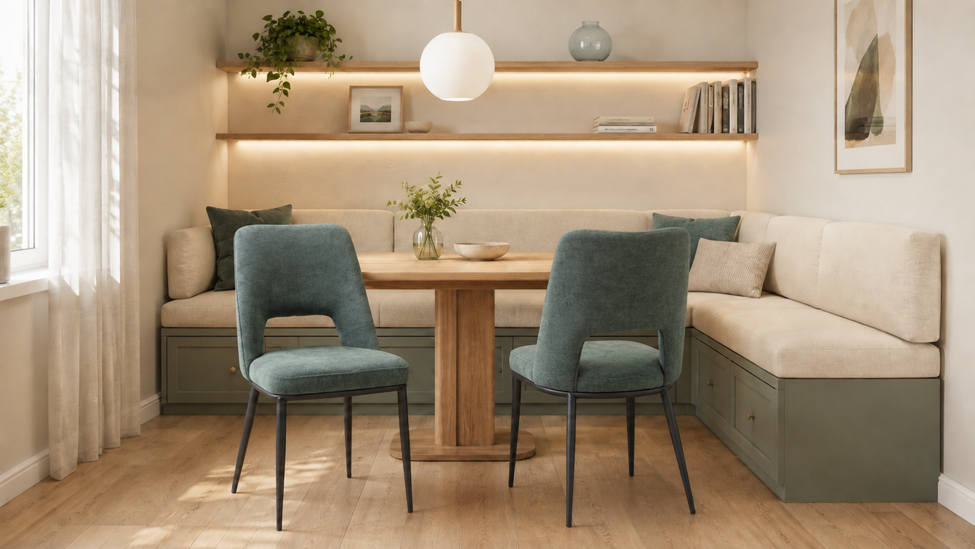 Open-Back Upholstered Dining Chair for Residential Dining Spaces — Petrol with [