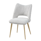 GEYA Seating decorative bouclé open-back winged armless dining chair in oat, sculpted silhouette with wood-grain transfer print legs — DC-3208