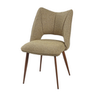 Mélange woven open-back winged dining chair in sand, 490mm seat height with tapered wood-grain transfer print steel legs — DC-3208