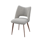 Decorative bouclé open-back winged dining chair in warm taupe, textured bouclé weave upholstery with wood-grain transfer print legs — DC-3208