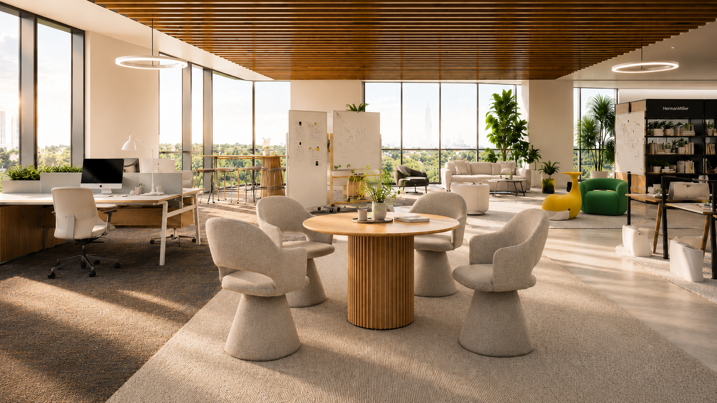 Open Office Collaboration Lounge with [
