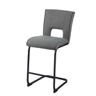 Cantilever bar stool in pebble grey textured fabric with black steel frame for cocktail bars, BC-93-750