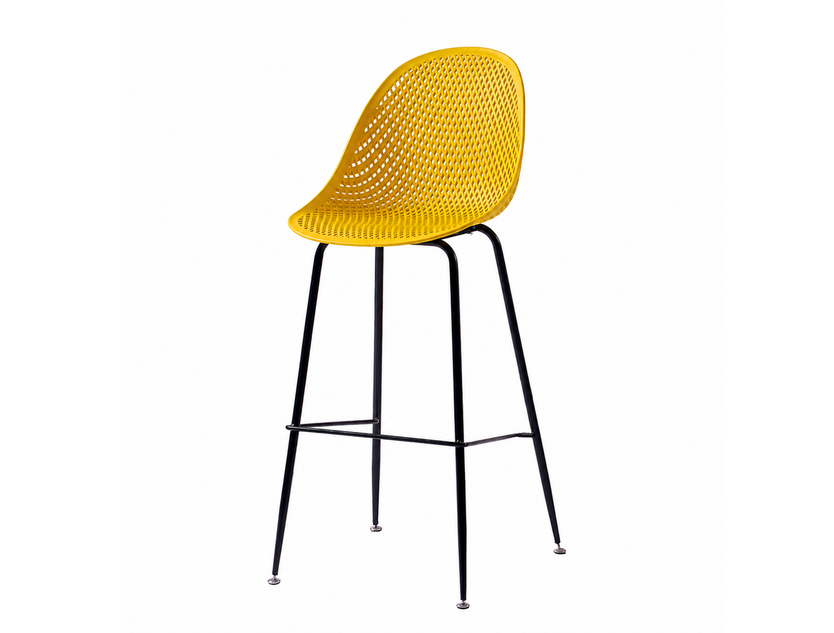 Perforated Polypropylene Bar Stool with Steel Legs (PC-76) — Three-Quarter View  — GEYA PC-76
