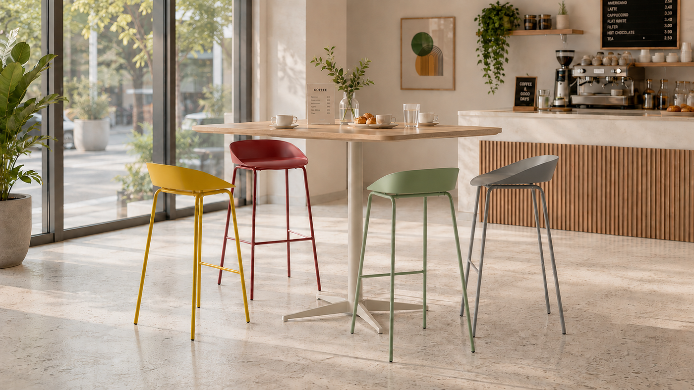 Low-Back Polypropylene Bar Stool for High Table Café Seating with [