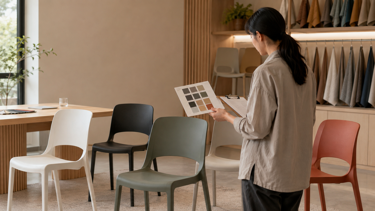 Polypropylene chair selection and color review for B2B seating programs