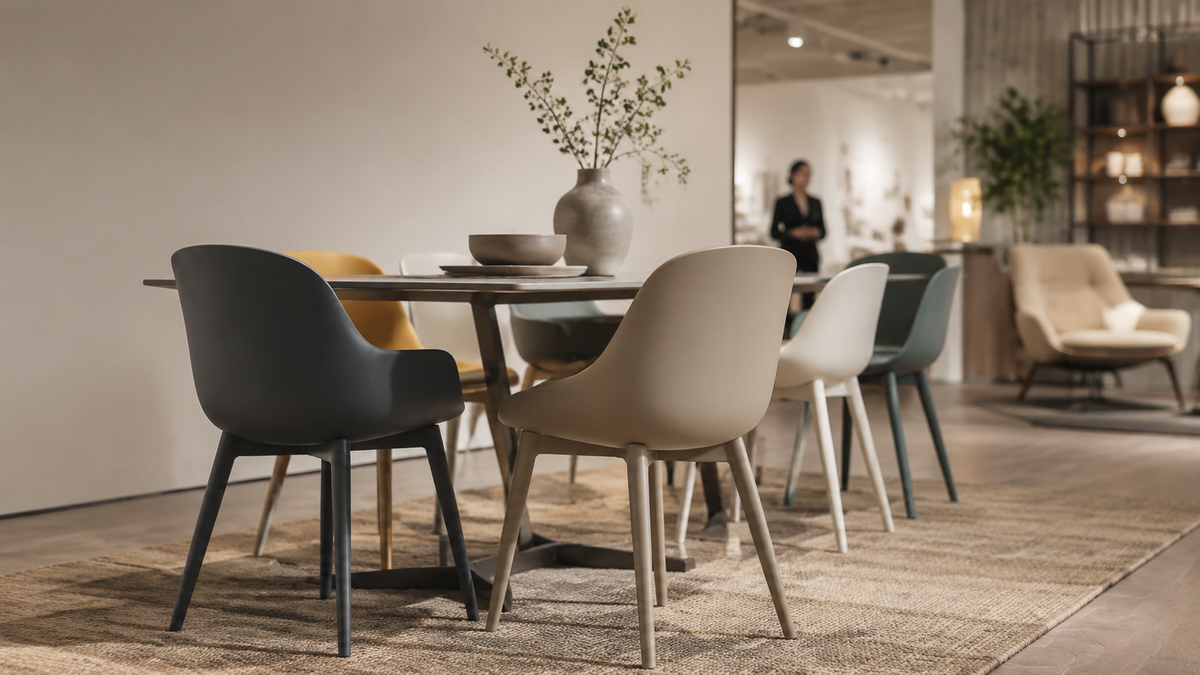 Polypropylene dining chair collection for furniture retail displays