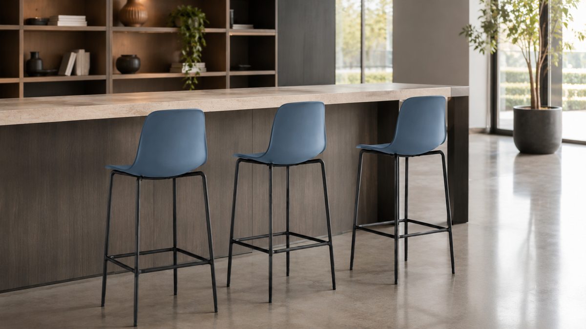 Polypropylene stools for furniture retail displays and indoor project seating