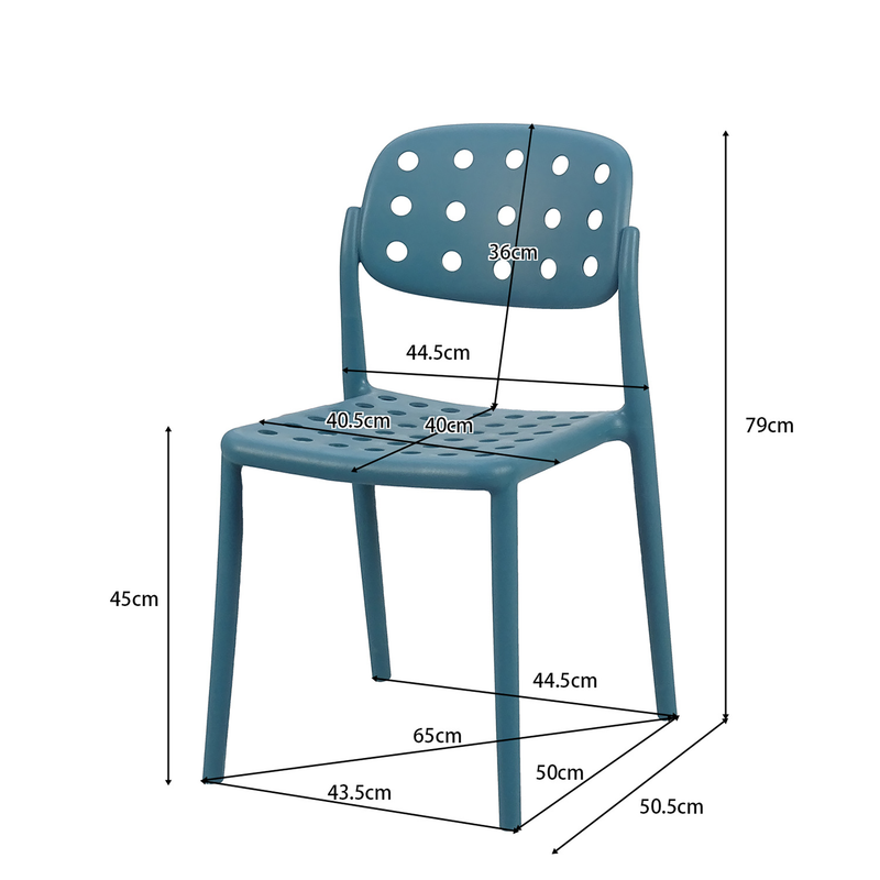 Polypropylene Side Chair Dimensions 450mm Seat 790mm Height Teal PC-111