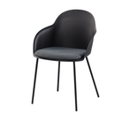 hell-back PP dining armchair in black with dark grey upholstered seat pad and round-tube steel legs PC-16