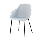  Pale blue grey shell-back polypropylene dining armchair without seat pad, black steel legs, café contract seating PC-16