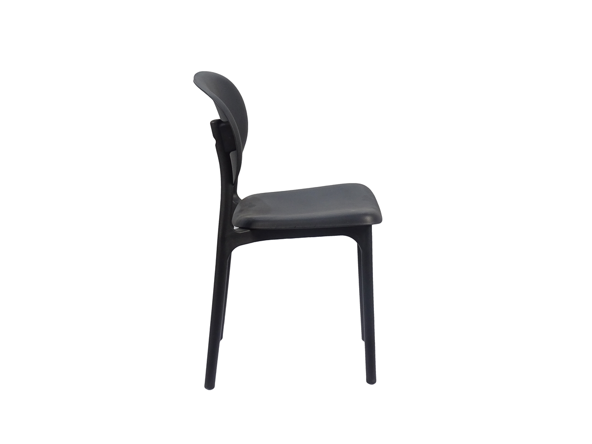 PP side chair with a curved back profile and rear legs rising into the backrest in Black PC-103