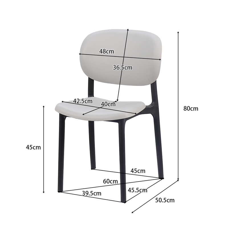 PP side chair dimension drawing with a 450 mm seat height and 800 mm overall height PC-103