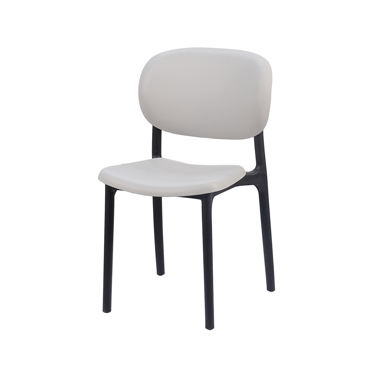PP side chair with an open lower back in Light grey on a black frame for canteen seating PC-103